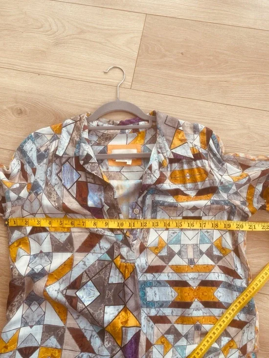 Anthropologie size medium Flounces Abstract Long Sleeve  Dress in Multicolor - Picture 7 of 14